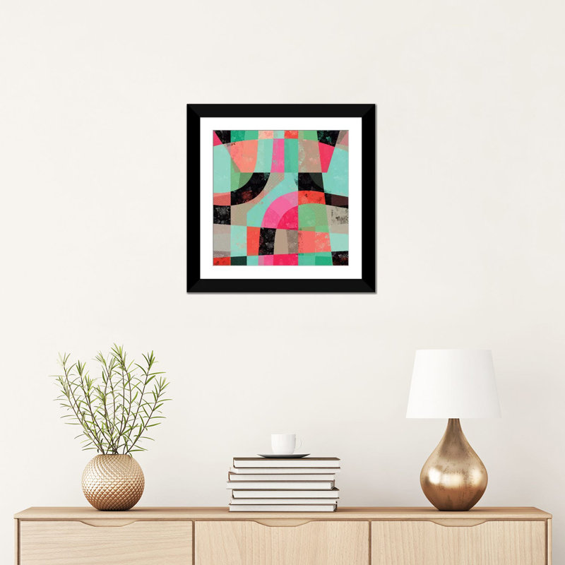 «Patchwork», impression sur toile, Blanc, Papier d'art encadré noir, H 16 po x l 16 po x P 1 po