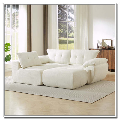 115-inch Large 3-Seater Modular Cloud Sofa with Horn-Shaped Backrest