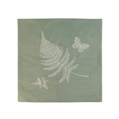 Donna Sharp Botanical Embroidered Square Velvet Fern Pillow Cover