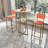 Bar Table And Chairs Three Piece Set, Gold Frame, Sponge Made Seat Cushions And Backrests, Bar Table With Storage Function-366669239