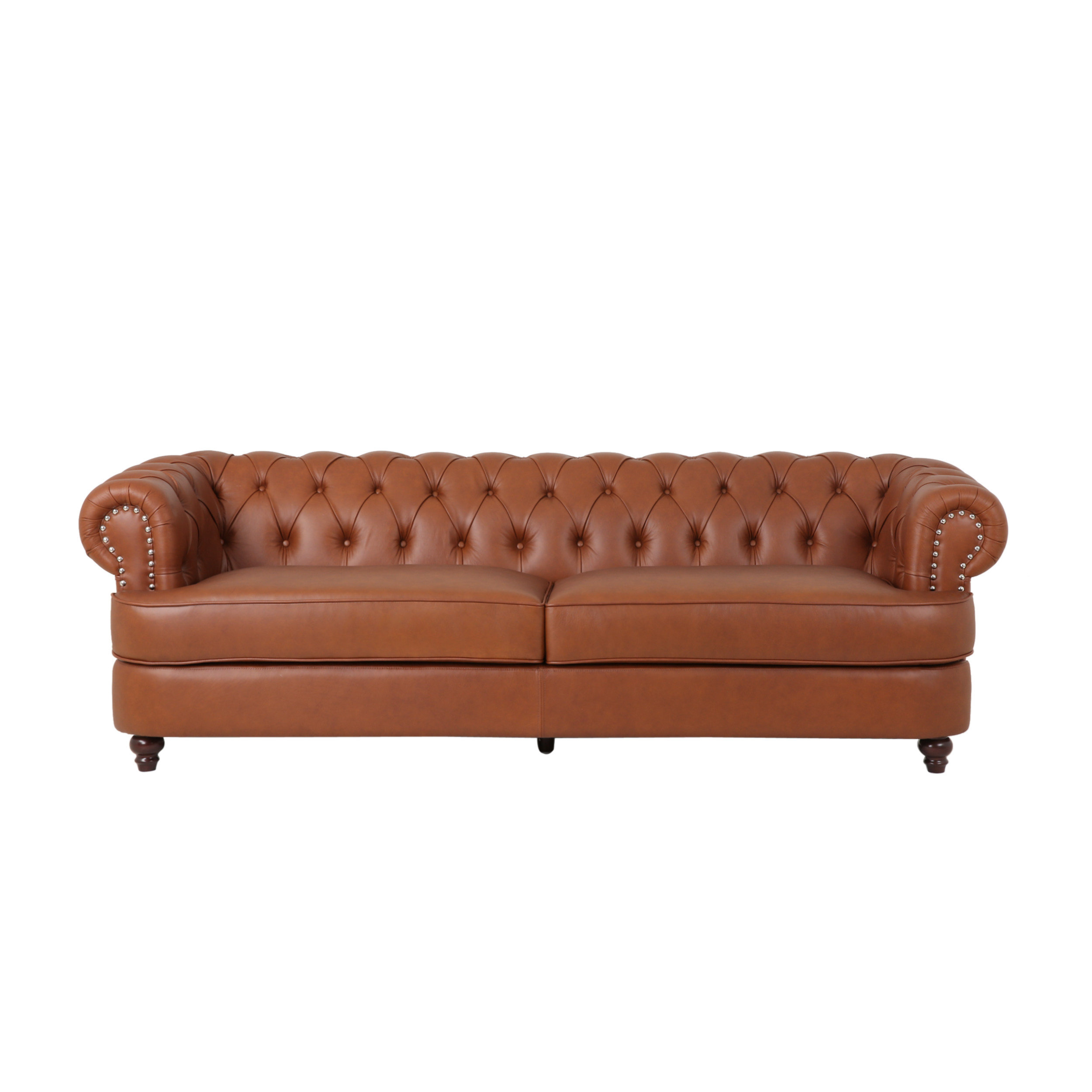 Canora Grey 94.75" Genuine Leather Arm Type Chesterfield Sofa & Reviews