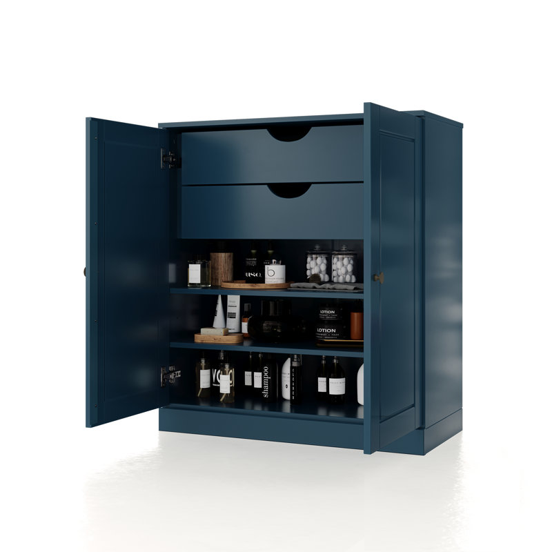 Armoire de salle de bain 100% bois massif avec portes et tiroirs Palace Imports Palace, Bleu sarcelle