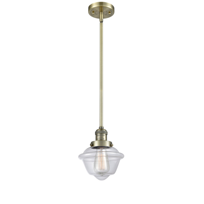 Baptiste 1 - Light Single Pendant, Antique Brass, 6 Watt Vinage LED Bulb, Clear
