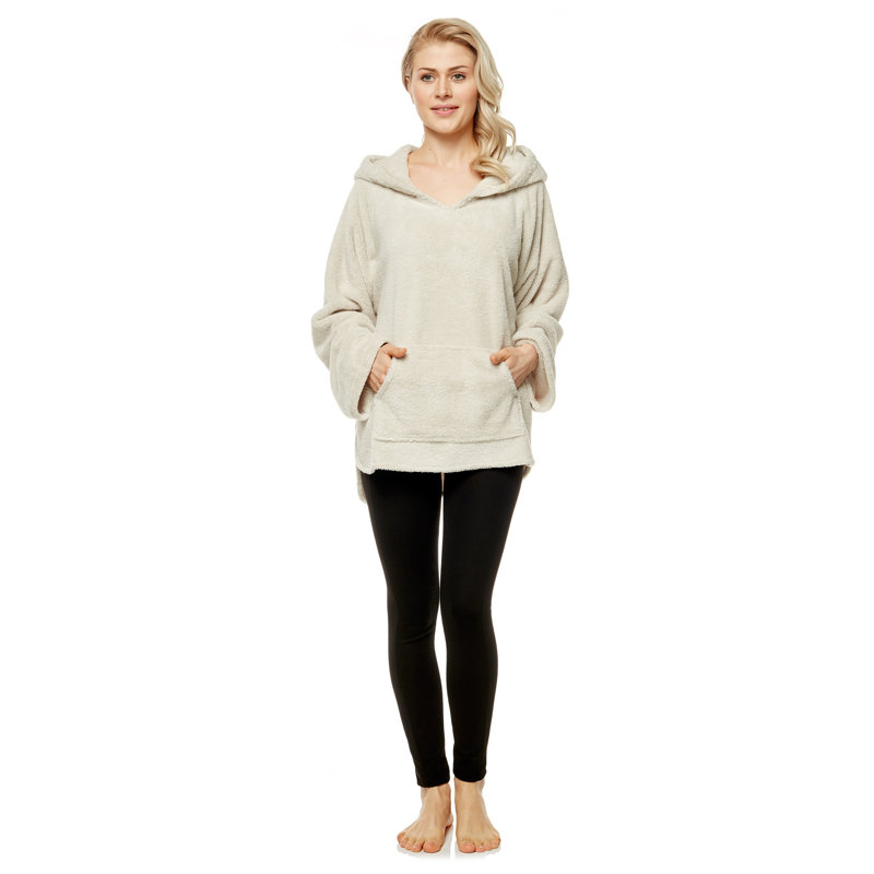 Peignoir en molleton avec poches et capuche, Petit, Mauve