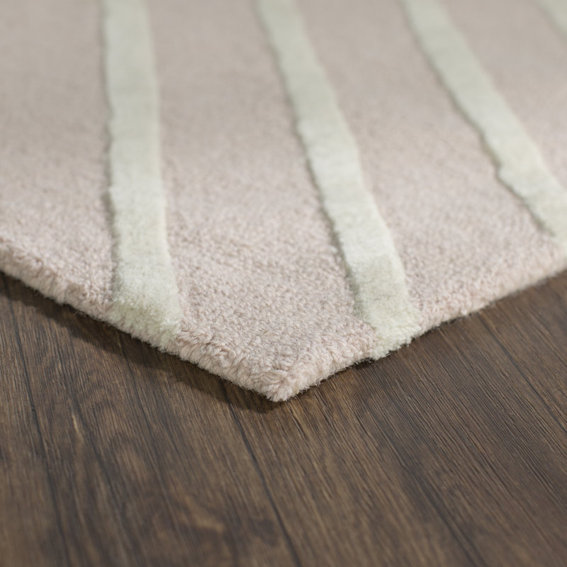 Clust Hand Tufted Wool Rug, Runner 2'6" x 8', Pink/Ivory