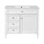 Meuble-lavabo blanc 36 po avec armoire à pharmacie intégrée, structure en bois massif et panneau de fibres à densité moyenne, plateau en céramique