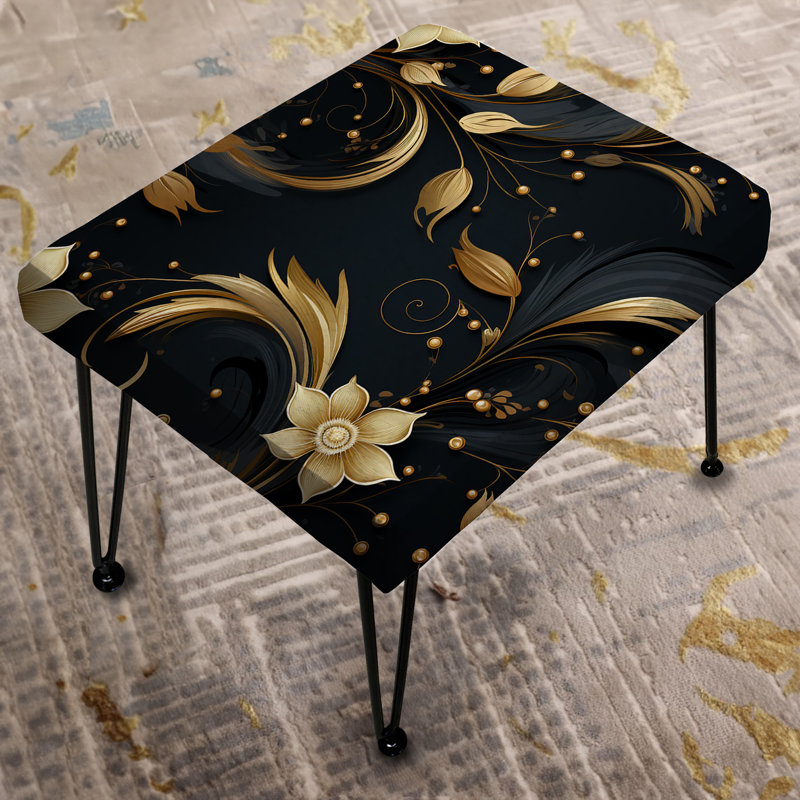 Repose-pieds rectangulaire noir et doré Intrigue Elegance I