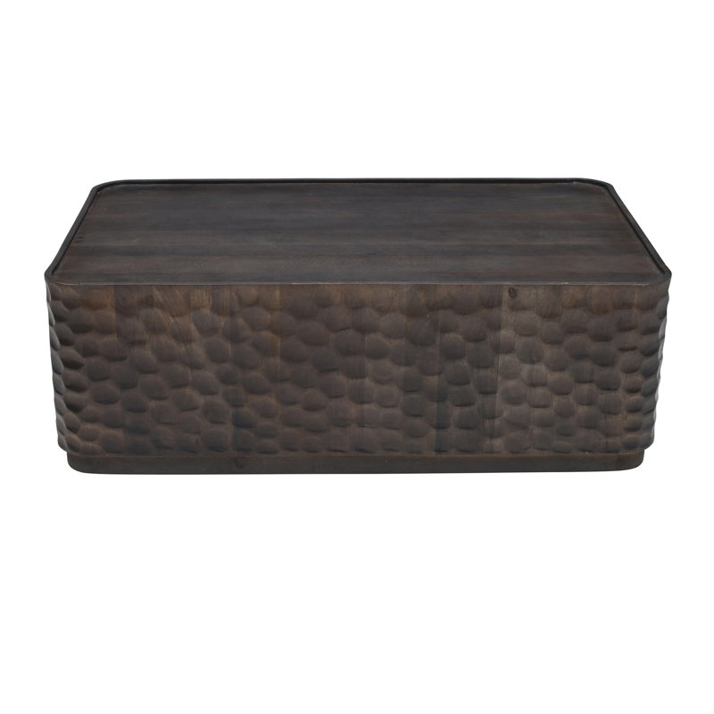 Table basse rectangulaire en bois massif gris, Gris