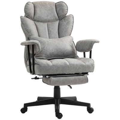 Executive Office Chair, 400LBS Big And Tall Office Chair With Foot Rest, Microfiber Computer Desk Chair With Lumbar Support, Reclining Function And Wide Seat