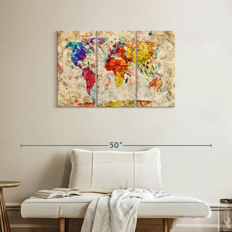 Aliaz Retro Expression World Map, 24" H x 38" W