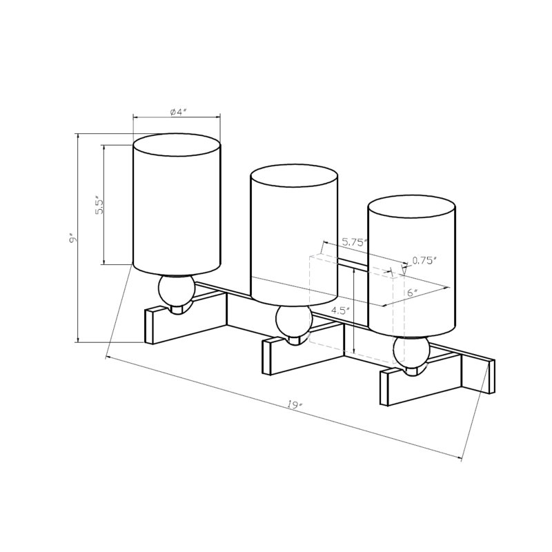 Éclairage pour meuble-lavabo 3 lumières à intensité variable avaliese