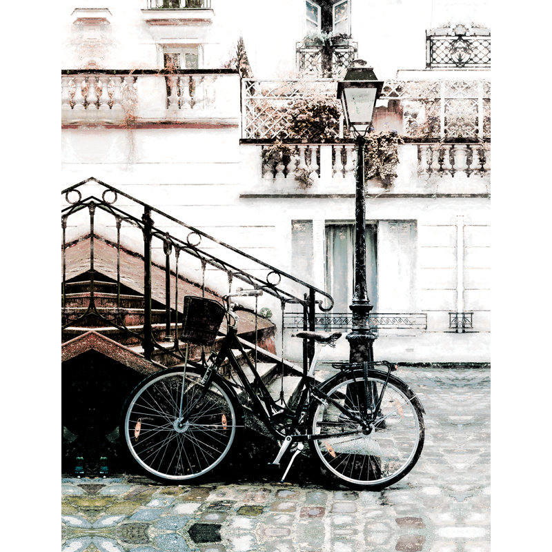 Vélo à Paris - reproduction d'art sur toile tendue, H 48 po x l 32 po