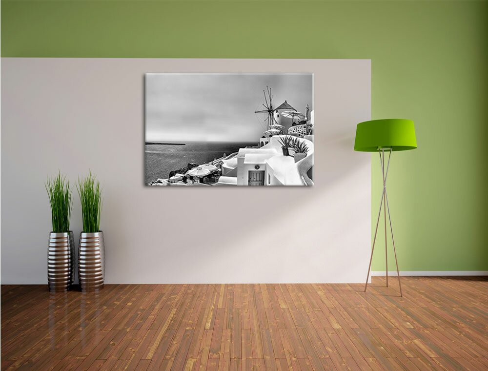 Leinwandbild Stadt am Meer in Monochrom