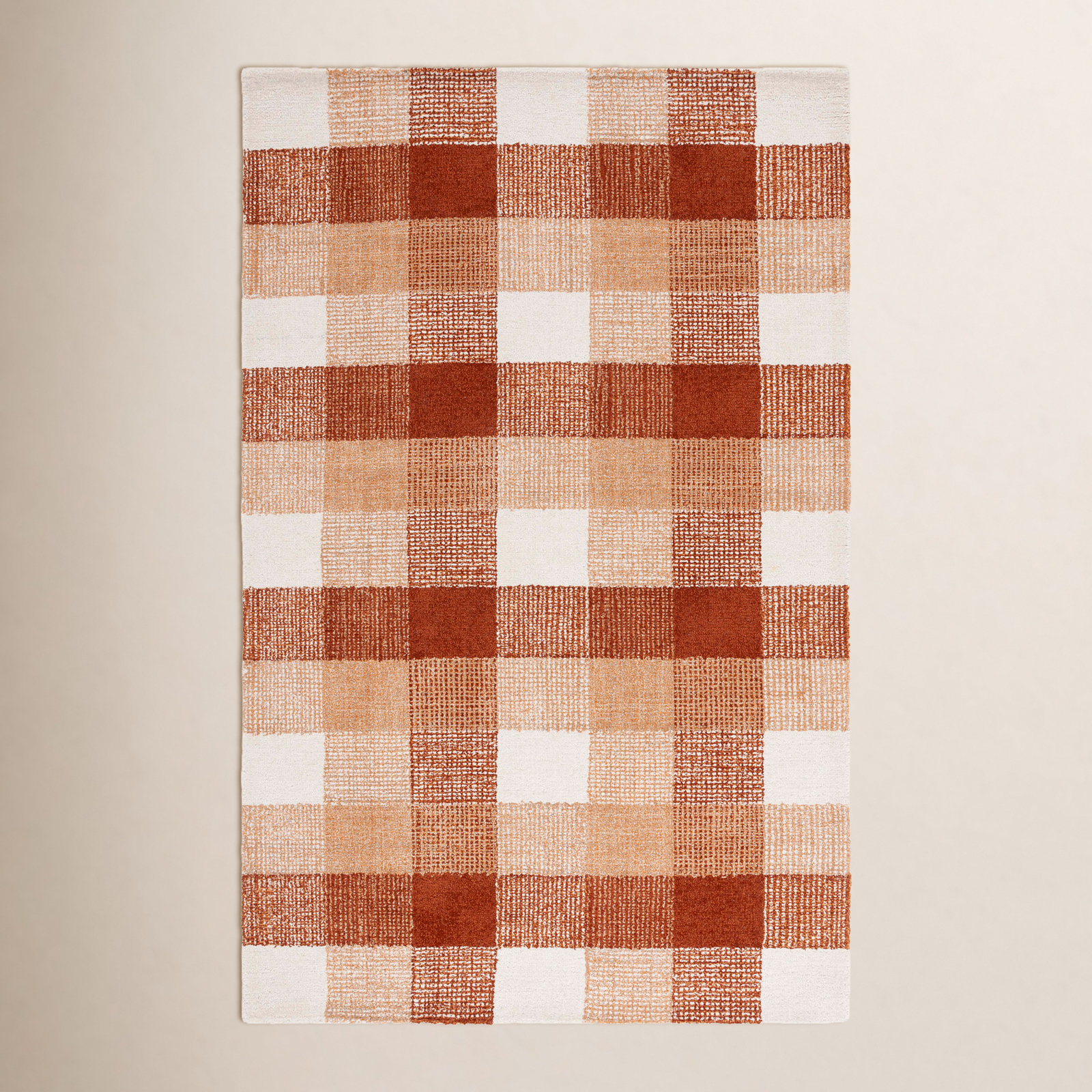 Hand-Tufted Wool Plaid Rug, Rectangle 4' x 6'