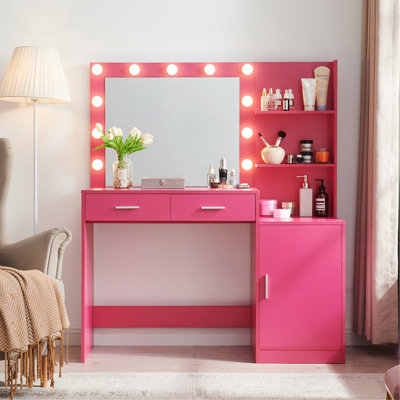 Bureau de coiffeuse avec miroir et lumières