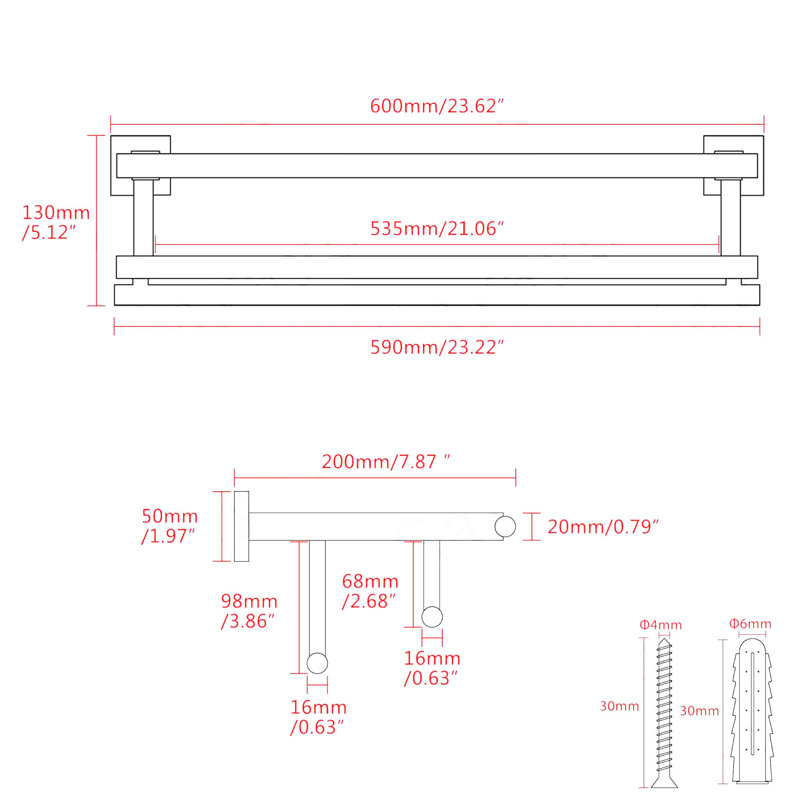 Bathroom Towel Shelf Towel Holder, Black