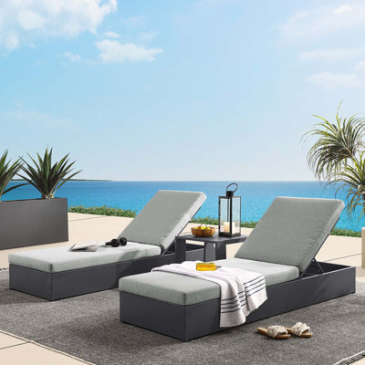 Modway Tahoe Outdoor Patio Powder-Coated Aluminum 3-Piece Chaise Lounge Set