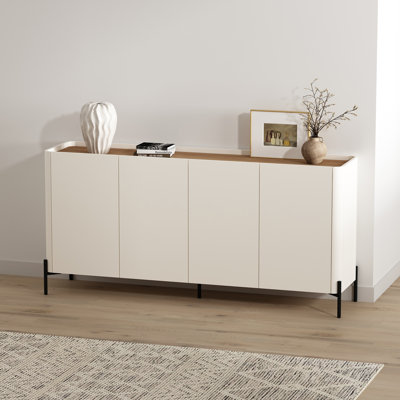 Buffet moderne de 67 po avec 4 tablettes réglables Abbey et blanc cassé Abbey