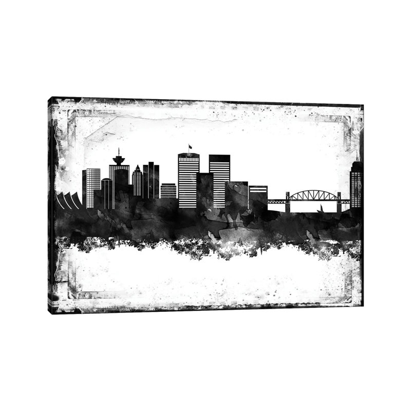 Vancouver Black & White Film by WallDecorAddict - Wrapped Canvas Print, 66.04 cm H x 45.72 cm W