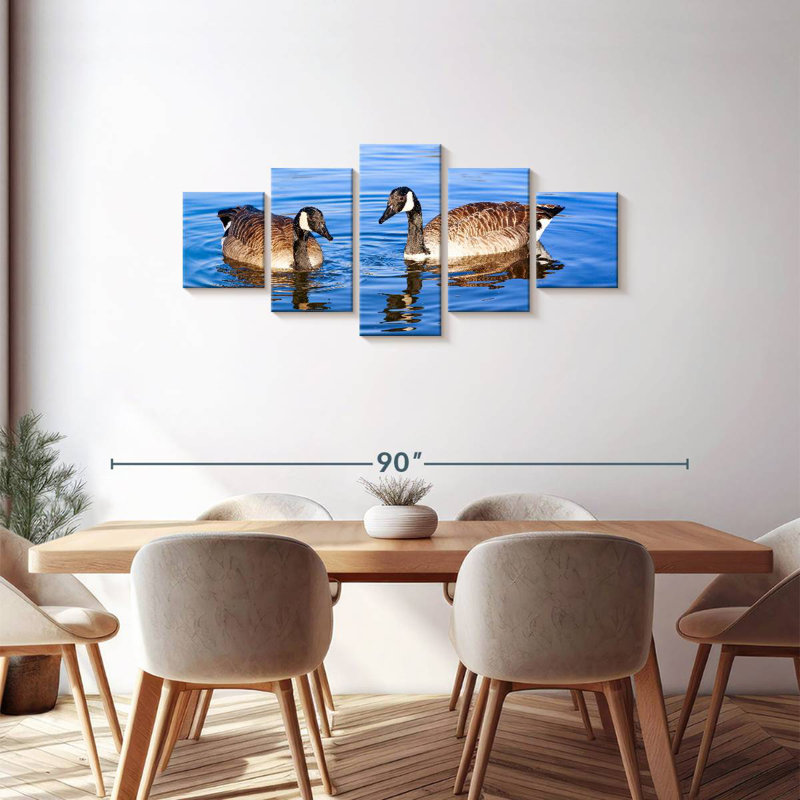 Two Geese In A Pond, 30" H x 68" W