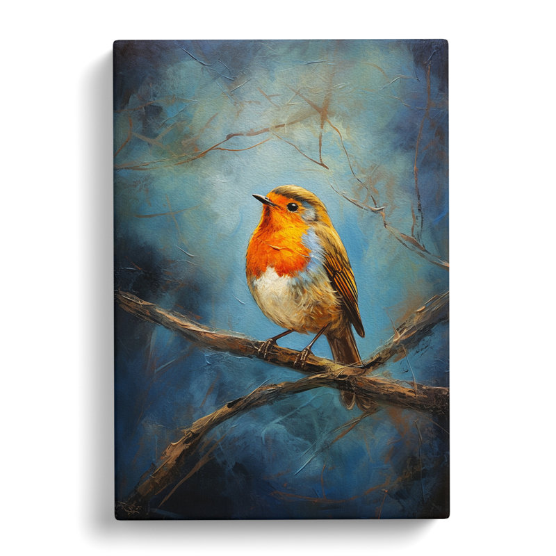 Robin Bird Expressionism No.2 - Wrapped Canvas, 76cm H x 50cm W x 3cm D