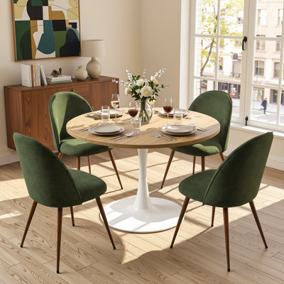 Ensemble de table de salle à manger extensible 5 pièces avec 4 chaises rembourrées