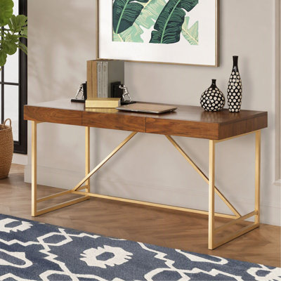 Bureau en bois de style moderne avec des pieds en métal uniques, et