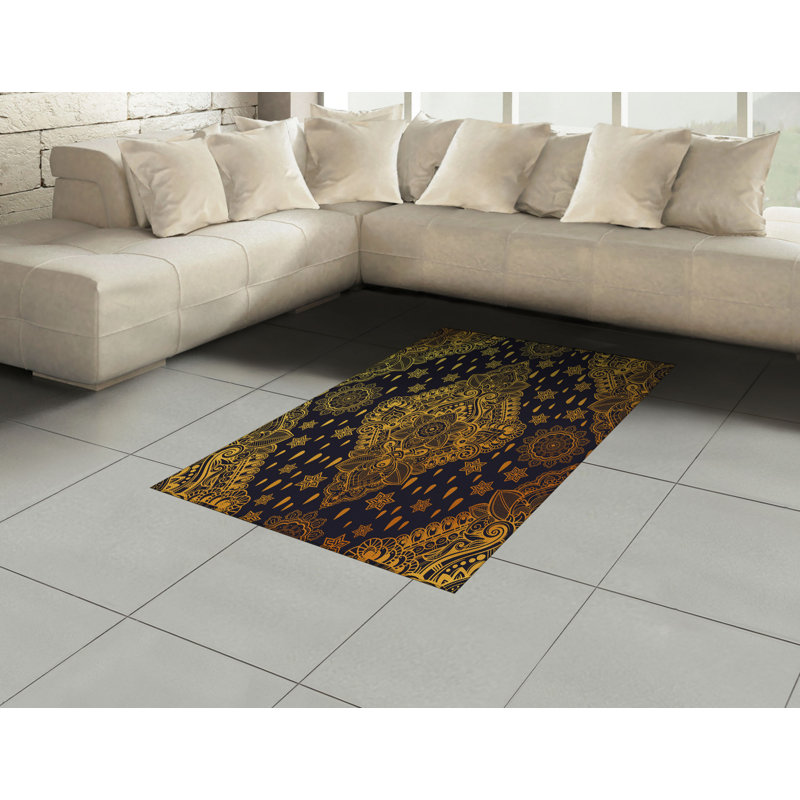Mandala High Density Long Fiber Poly Threads Decorative Area Rug Carpet, Rectangle 4' x 5'8"