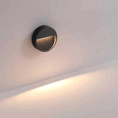 UltraBeam Black Outdoor LED Wall Light 3 Watt LED Diameter 120mm - Step and Stairway Lighting