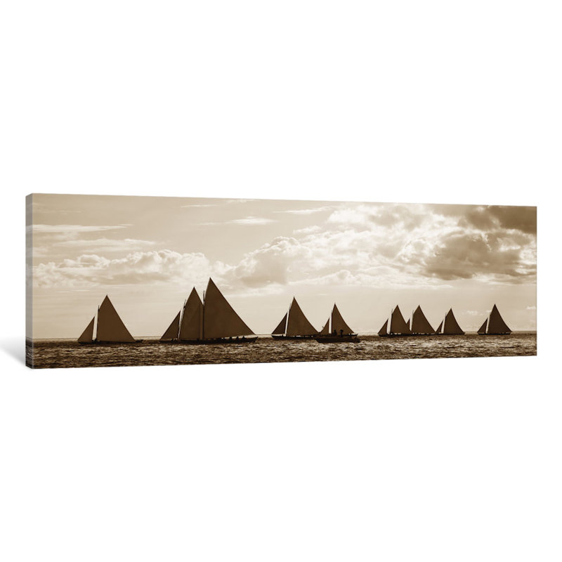 « voiliers », reproduction de photo sur toile, H 20 po x l 60 po x P 1,5 po, Toile tendue