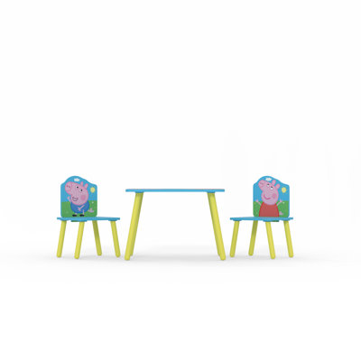 Peppa Pig, Kids 3 Piece Square Play or Activity Table and Chair Set