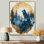 Gradys, loup doré dans un paysage de forêt bleue II - loup, art mural sur toile