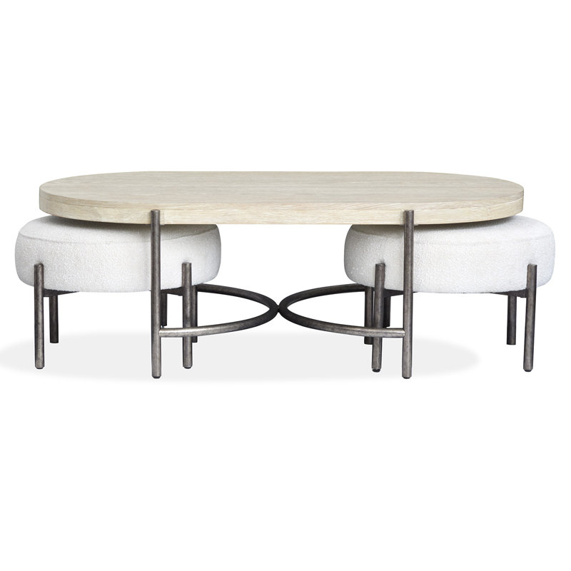 Table basse ovale avec 2 repose-pieds