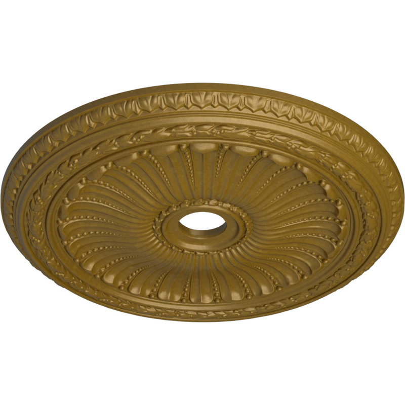 Médaillon de plafond Endurathane Versailles, DE 33 po x P 1 3/4 po (convient aux auvents jusqu'à 3 1/4 po), finition laiton peint à la main