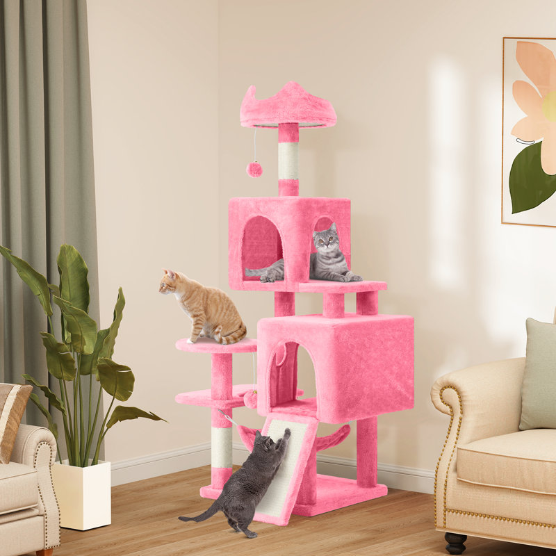 Cat Tree With Scratching Post, Pink