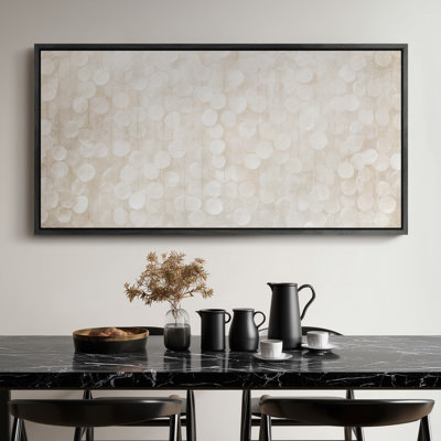 Extra Large Soft Ivory Abstract Circle Pattern Design Print Wall Art
