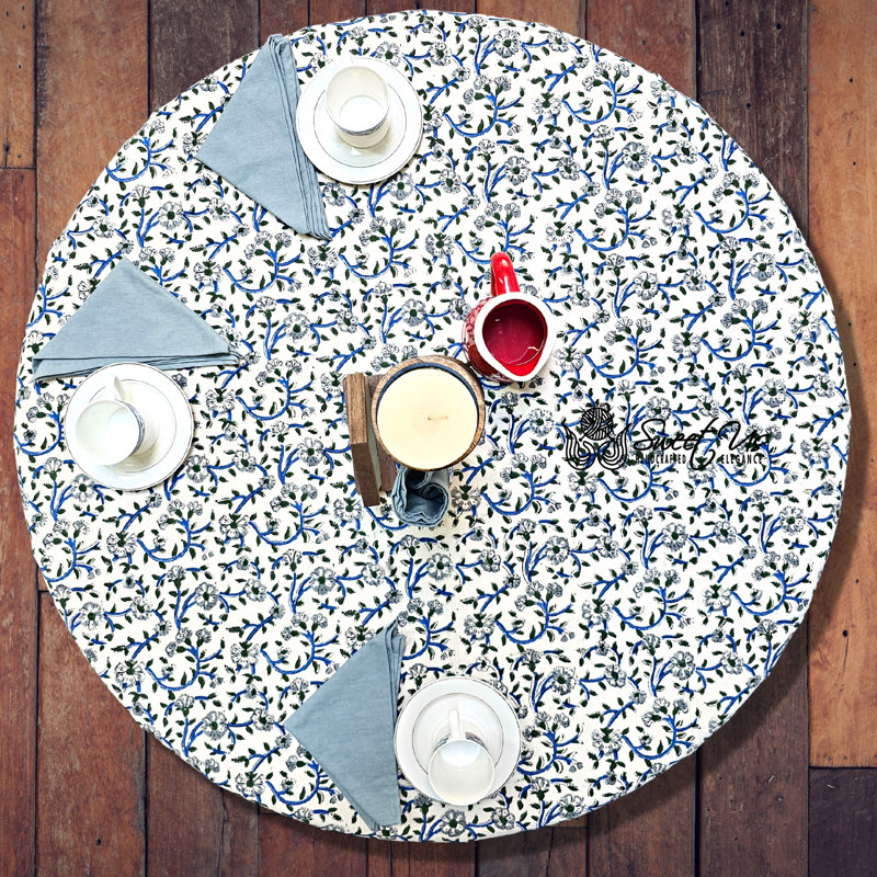 Iuli Hand Block Printed Cotton Tablecloth