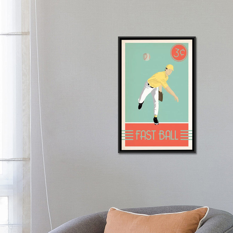 « fast ball », impression sur toile, H 26 po x l 18 po x P 1,5 po, Toile avec cadre noir, Pas de tapis