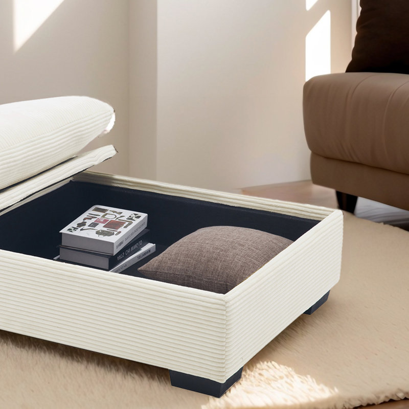 Repose-pieds rembourré Zackary, Beige