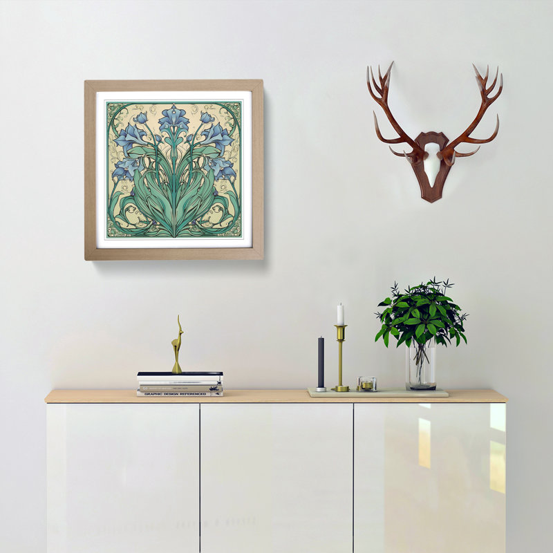 Bluebell Art Nouveau - Framed Print, Oak