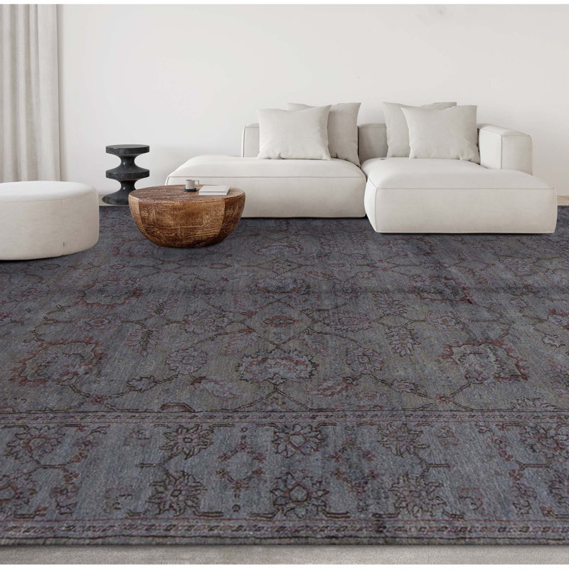 Wool Oriental Area Rug in Dark Green