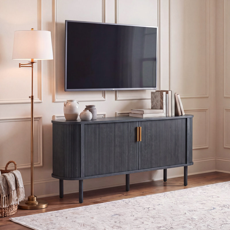 Meuble télé l 62,99 po avec portes tambour Eaton, Noir patiné