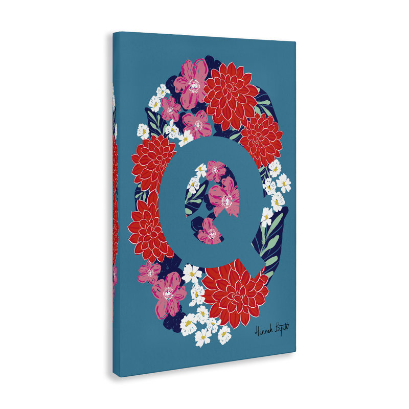 Art floral sur toile Floral Bloom Lettre Q par Hannah Louise Byatt, H 24 po x l 16 po