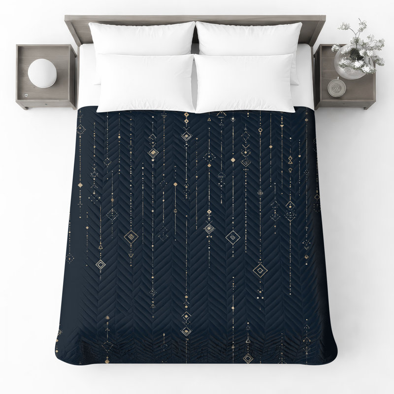 Couvre-lit matelassé à lignes géométriques dorées toutes tailles, Grand lit