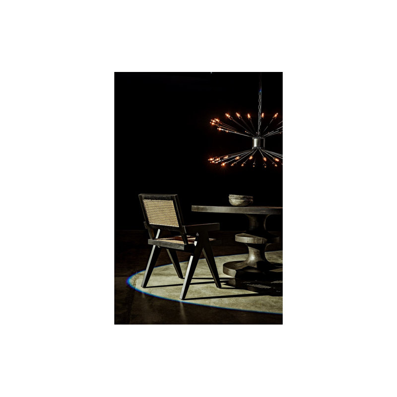 Erica Round Solid Wood Dining Table, Black Wax