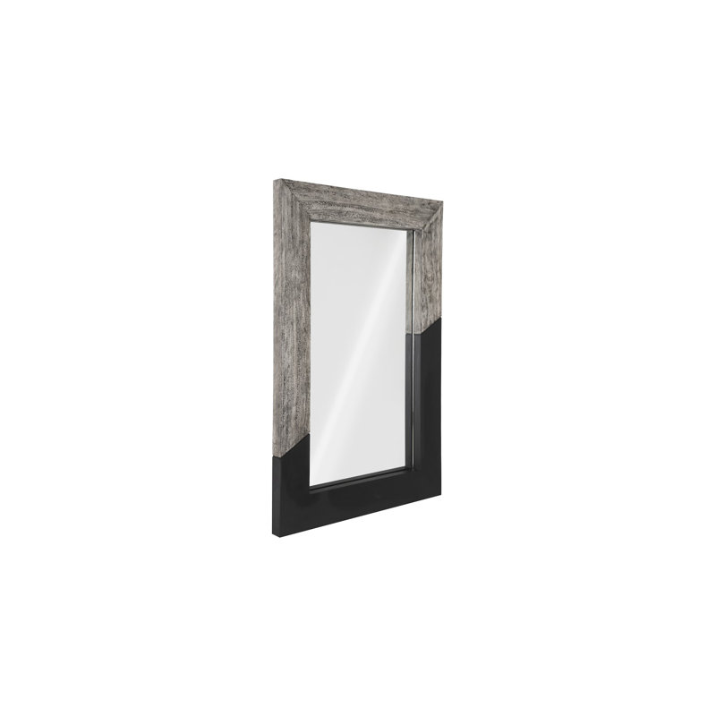 Miroir géométrique en bois, H 60 po x l 39 po x P 2 po, Gris/noir