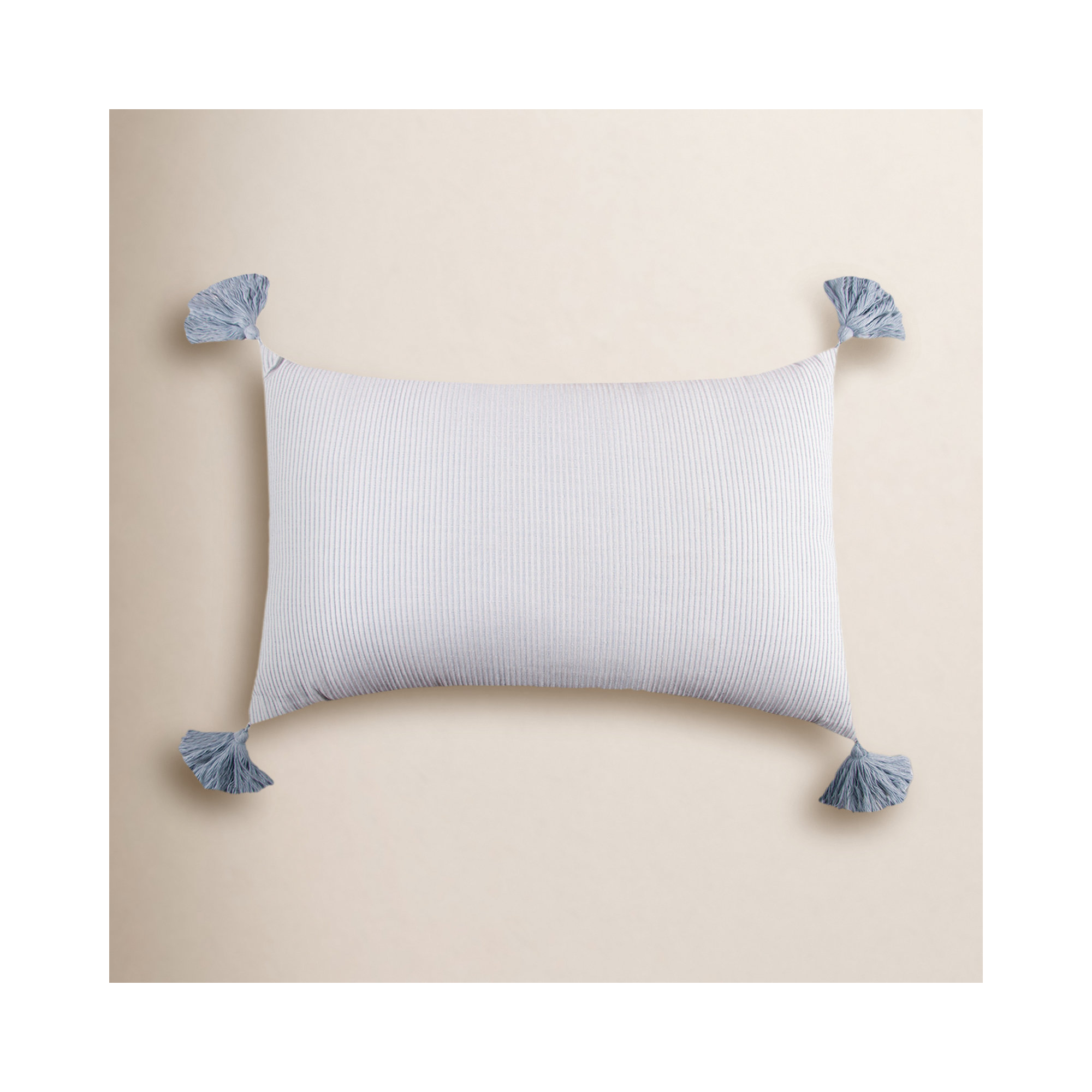 Fairlee Cotton Striped Lumbar Pillow, Blue