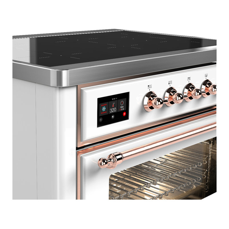 Majestic III Series 36 Inch Induction Range with 6 Induction Elements in White (Copper Trim), White, Copper