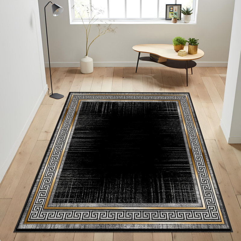 Soft Woven Area Rug, 100% Polyester, 31.5 x 55.1 inches | 740 g/m², Non-Slip Felt Dot Underside, Machine Washable | Low Pile Height: 0.16 inches, Perfect for Living Room, Bedroom, and Dining Areas