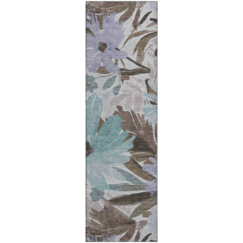 Premium Machine Washable Elize AMF1481 Floral Rug, Runner 2'3" x 7'6"